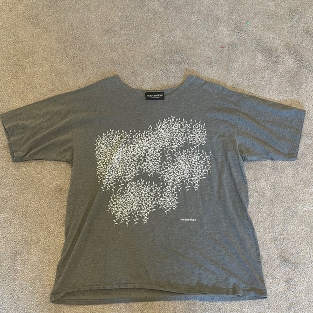 Marimekko Maison Kitsuné Gray Graphic T-Shirt M GUC